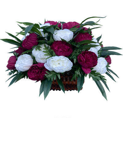 Корзина красных роз на похороны «К20»